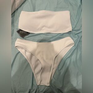 White strapless bikini